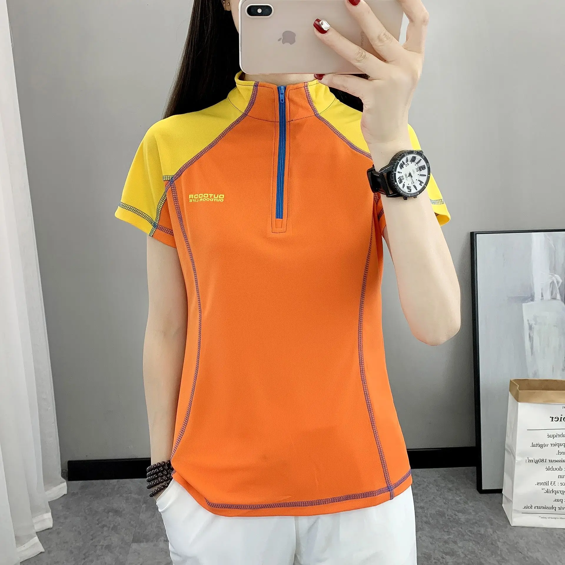 Hiking Tops Women Sport Shirts Gym Yoga Top Breathable Short Sleeve T-Shirts Quick Dry Fit Blouse Fitness Workout Top