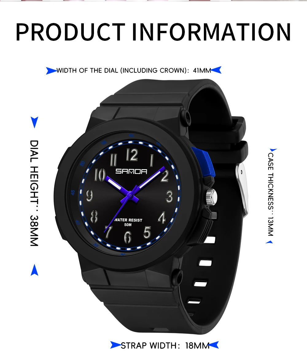 SANDA New 6194 Luxury Fashion Student Electronic Quartz Watch Waterproof Minimalist Men's and Women's Quartz Electronic Watch