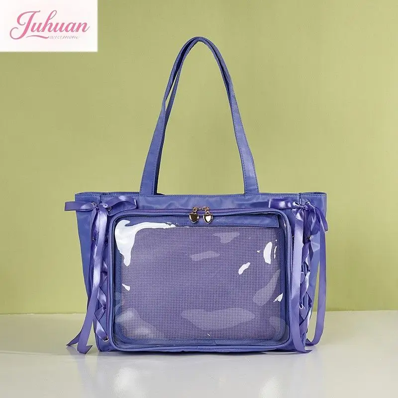 Two-dimensional Single Ribbon Pain Shoulder Bag Girl Transparent Lta Bags Colorful Handbag Large Capacity Satchel Ltabag Women