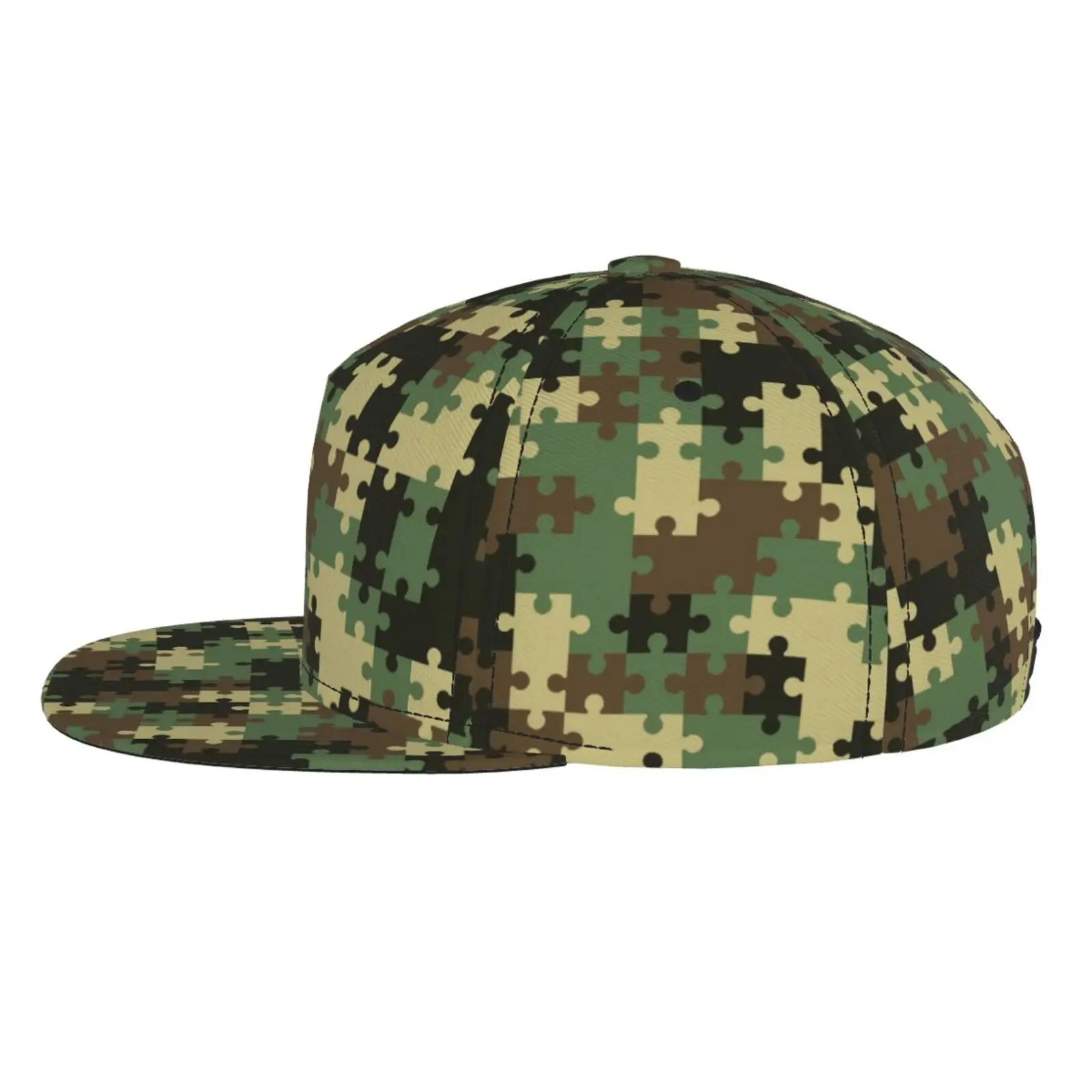 Camouflage Puzzle Flat Brimmed Hat Street Skateboarding Hip Hop Hat Outdoor Leisure Sunshade Baseball Hat Universal