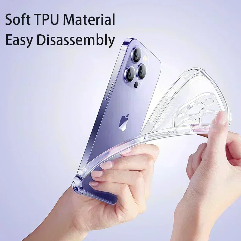 Роскошный прозрачный чехол для телефона iPhone 15 14 13 12 11 Pro Max, мягкий силиконовый чехол для iPhone XS Max XR X 7 8 6 Plus, прозрачная задняя крышка