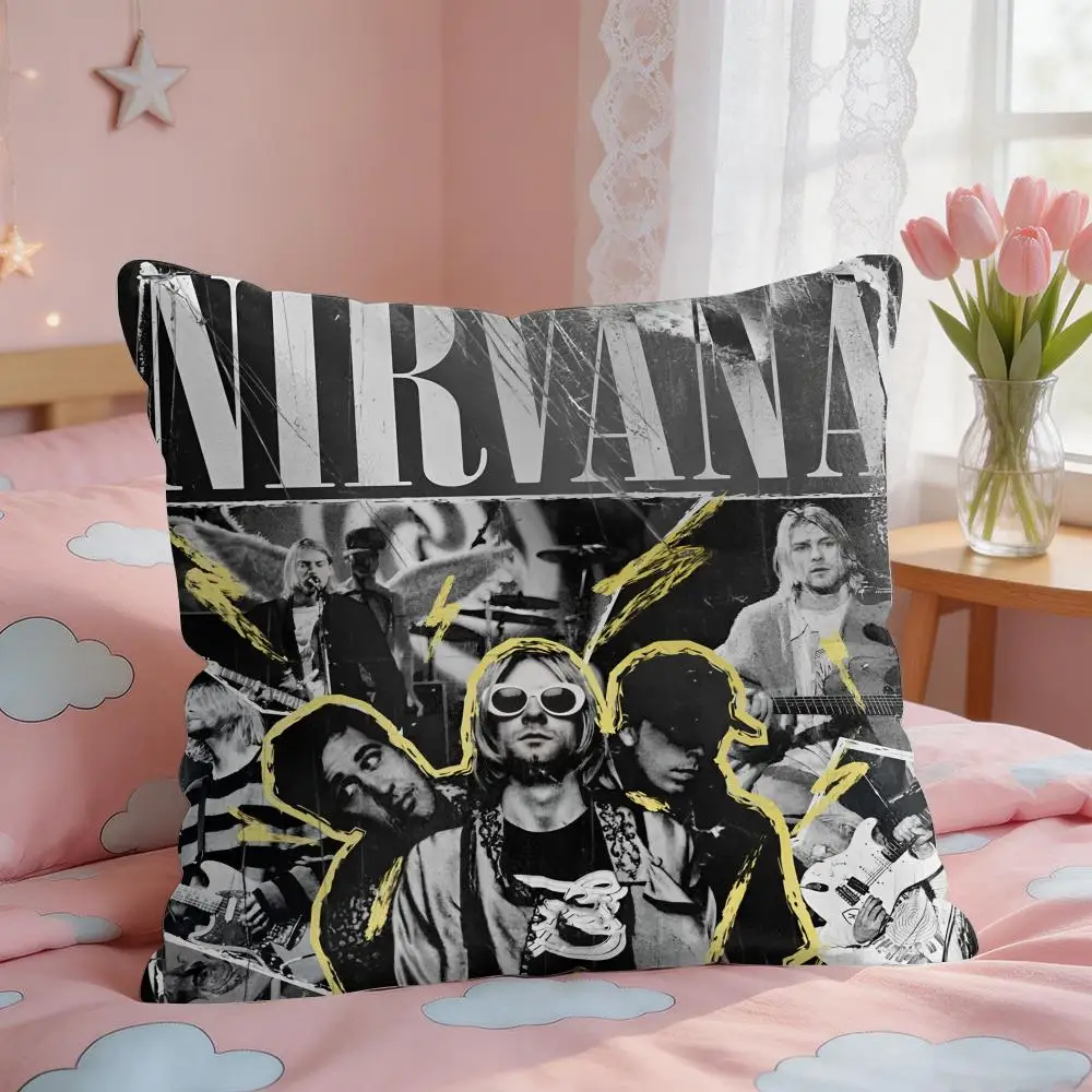 Band COOL N-Nirvana Music Cushion Cover Square Short Plush Pillow Case Living Room Sofa Home Decor Funda 40X40