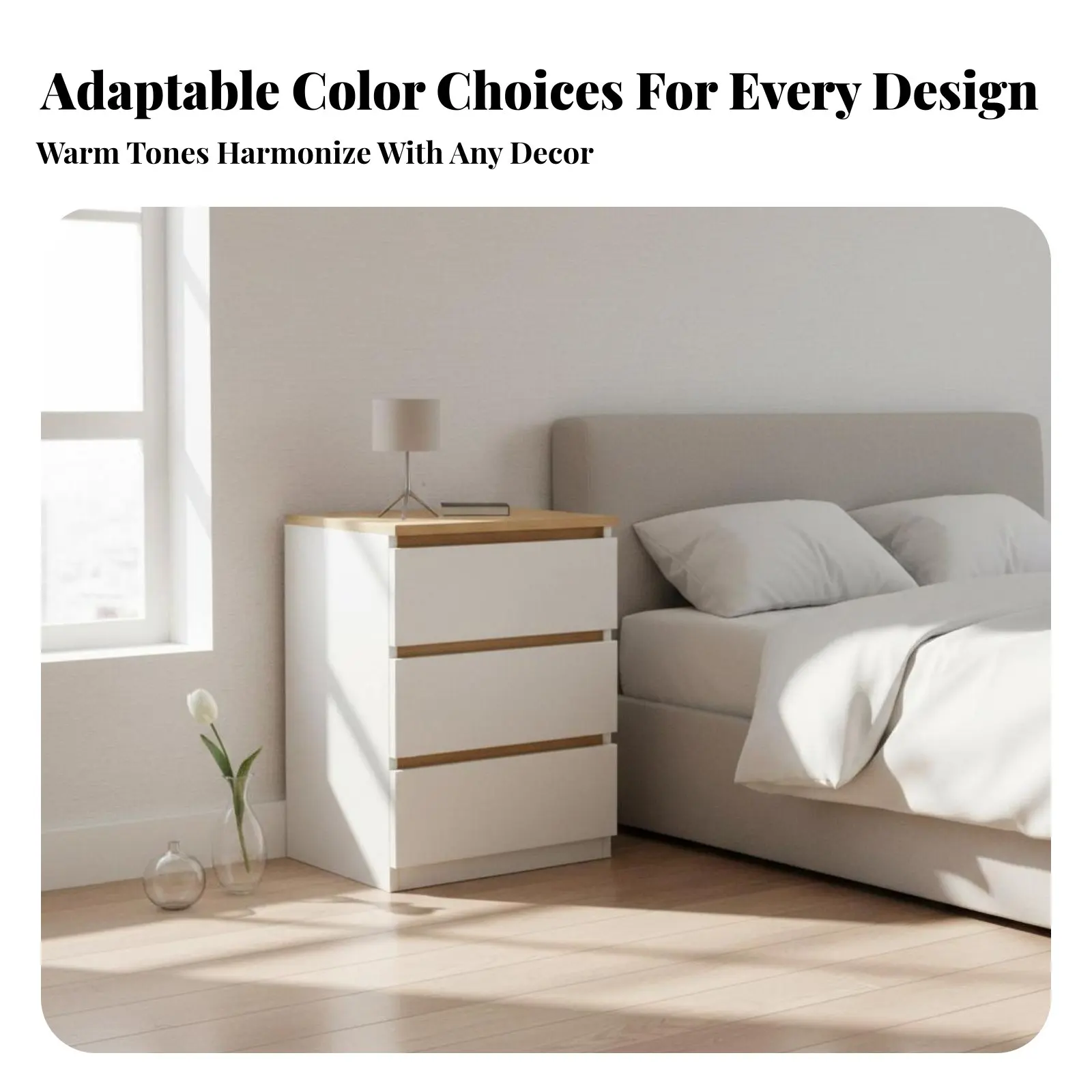 2-Drawer End Table Minimalist and Design Nightstand Space-Saving Design Easy to Clean for Homeowners, Small Areas, Dorm Room