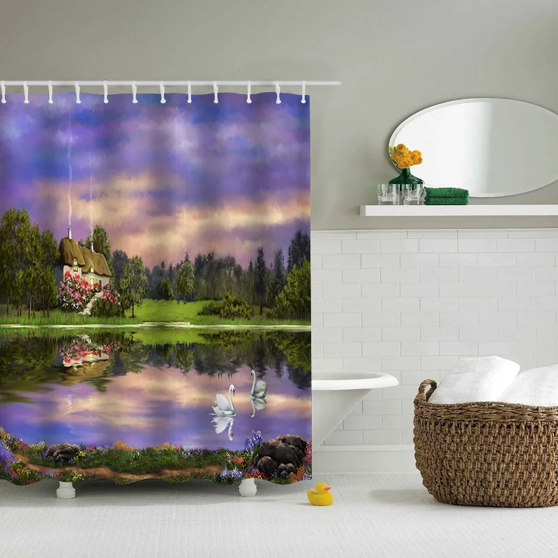 Beautiful Scenery Shower Curtains Waterproof Bathroom Curtain Cool Old Newspaper Bath Curtain High Quality Home Shower Curtain