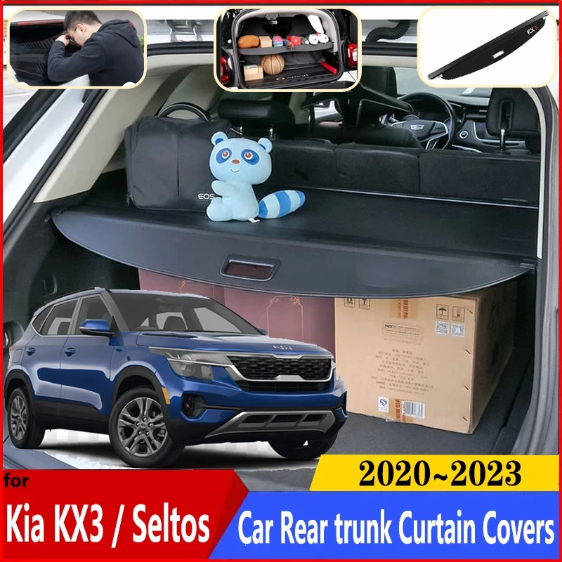 

Car Trunk Curtain For Kia Seltos 2023 Accessories KX3 2020~2023 SP2c Trunk Luggage Curtain Cargo Covers Anti-peeping Accessories