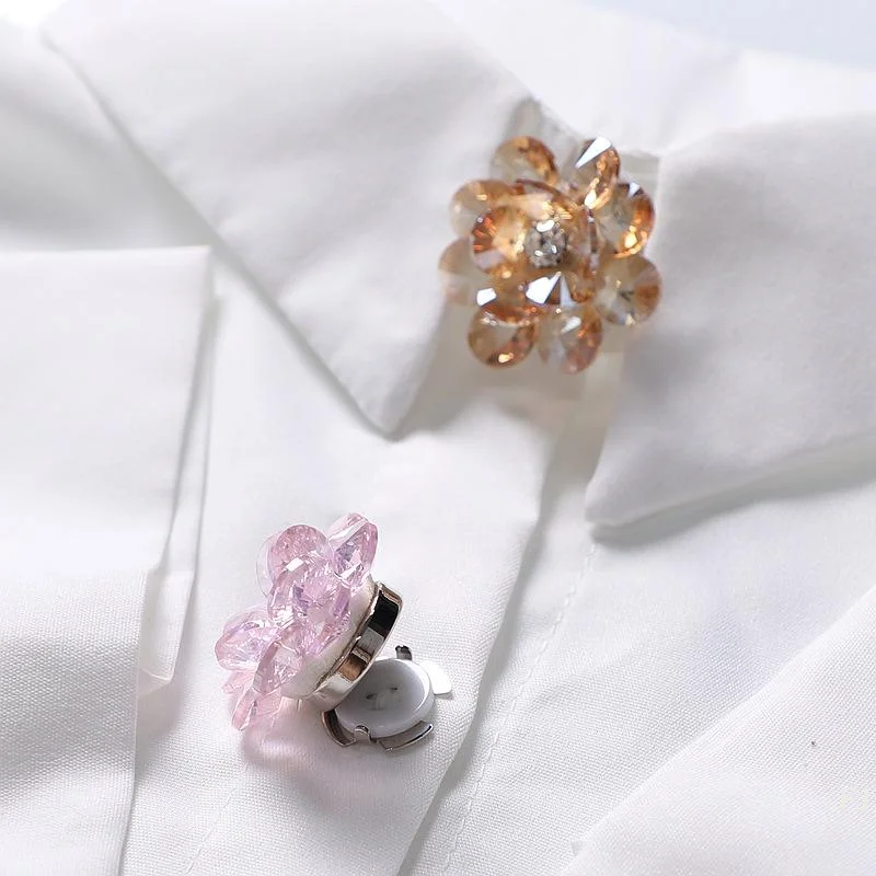 

[YU]2PCS Rhinestone Flower Cufflinks For Women Suit Shirt Buttons Covers Fashion Jewelry Accessories Decoration Gifts