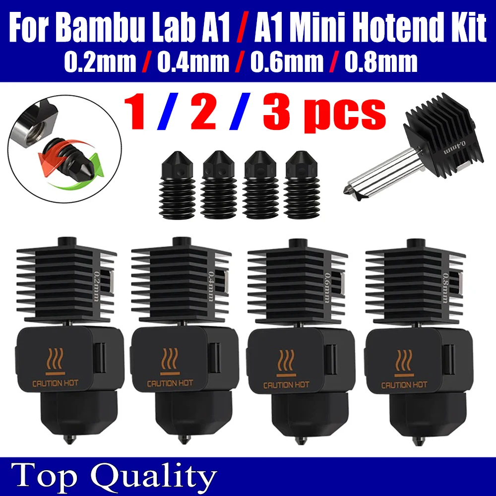 

For Bambu Lab a1 mini Hotend Kit 0.2 0.4 0.6 0.8mm Nozzle Hardened steel For Bambulab A1 Nozzles Assembly Hot end 3D printer