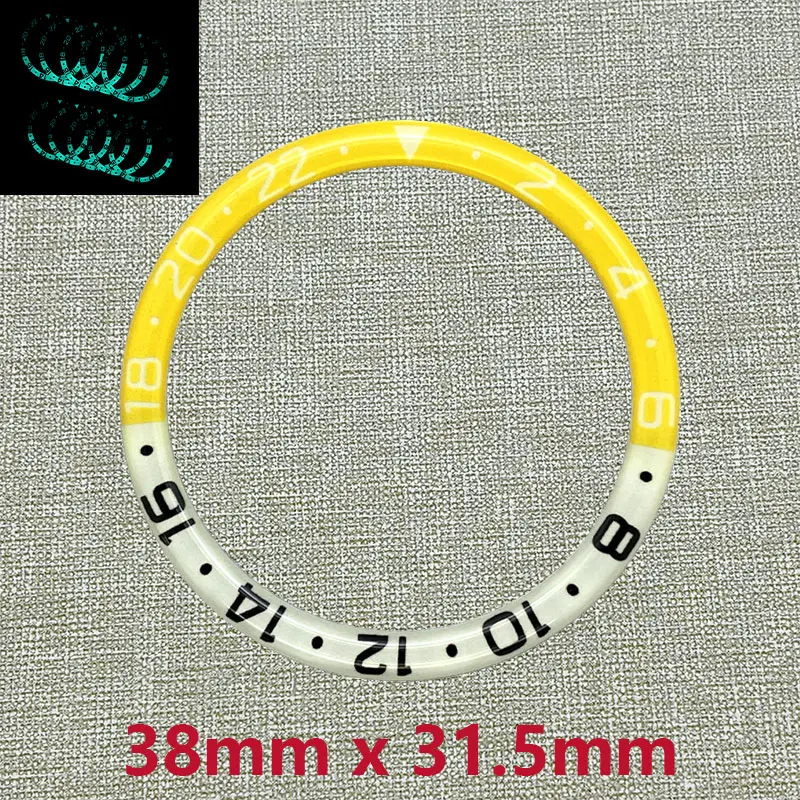 38mmx31.5mm Blue Luminous Flat Resin Bezel Insert Fits SKX007 SKX009 SRPD SUB Watch NH35 NH36 Movement Men's Watches Bezel Ring