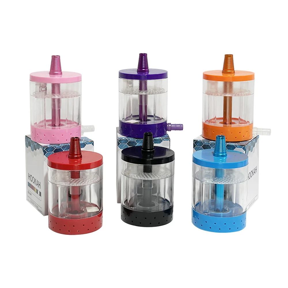 Multi Color Travel Portable Acrylic Hookah Set with Voice Control LED Light Narguile Chicha Cachimbas Mini Shisha Set