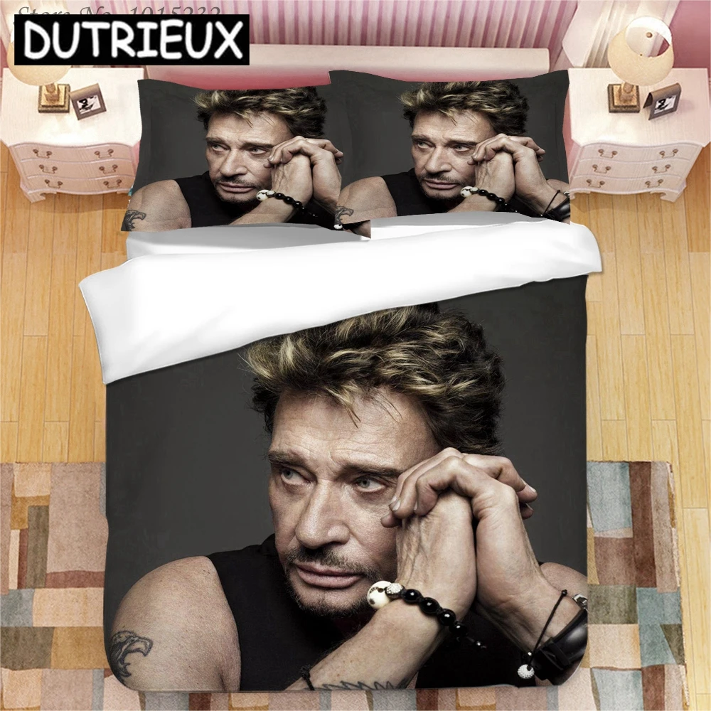 

Johnny Hallyday 3D Printed Bedding Set Duvet Covers Pillowcases Comforter Bedding Set Bedclothes Bed Linen