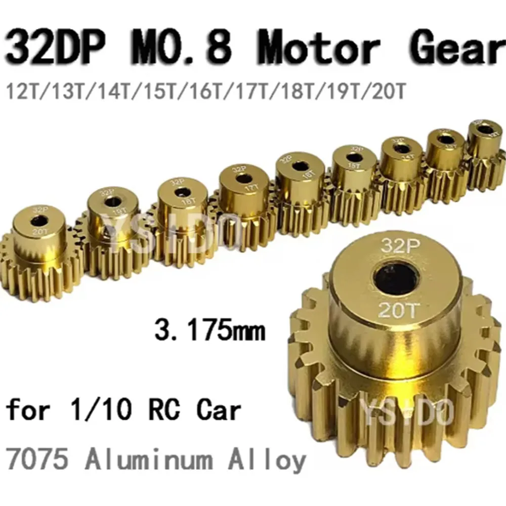 32dp M0.8 3.175Mm 12T 13T 14T 15T 16T 17T 18T 19T Rondsel Motor Tandwiel Voor Traxxas 1/10 Rc Auto Vrachtwagen Borstelloze Borstelloze Motor