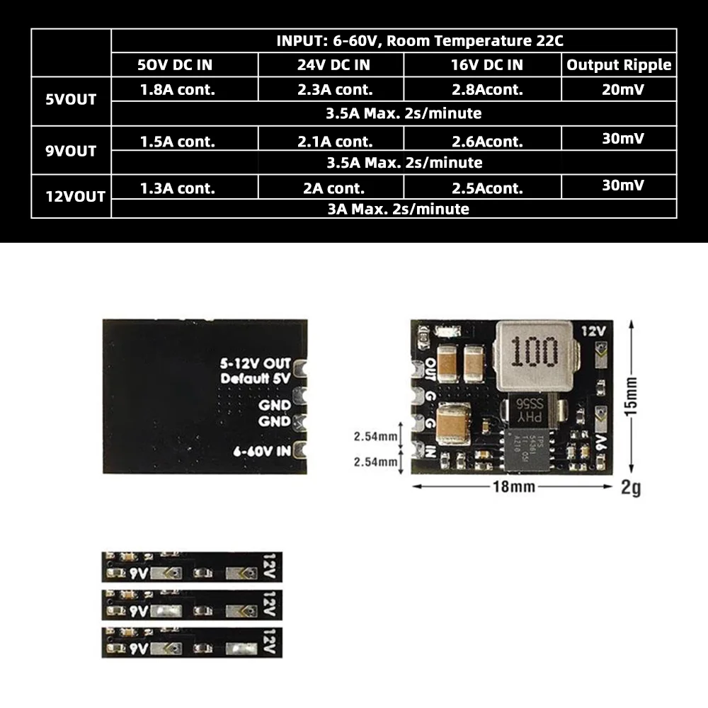 Micro BEC 12S 6-60V to 5V 9V 12V Adjustable Step Down Regulator Module Compatible with MATEK MBEC12S for FPV Drone DIY Parts