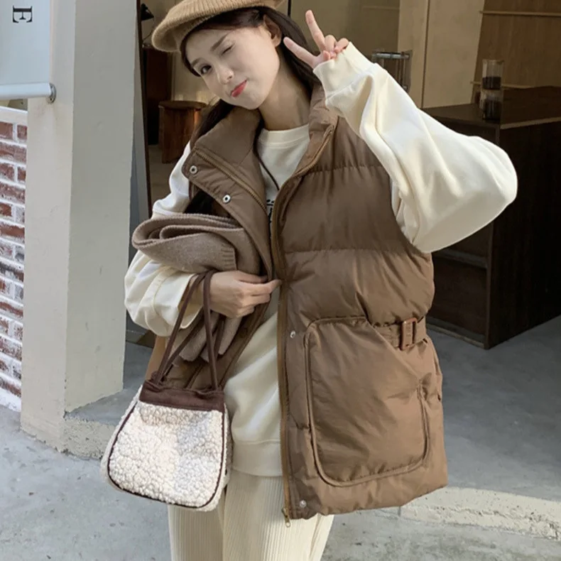 

Women Casual Vest Cotton-padded Coat Stand Collar Thick Parkas Warm Jackets 2025 Autumn Winter Coats Padded Streetwear Overcoats
