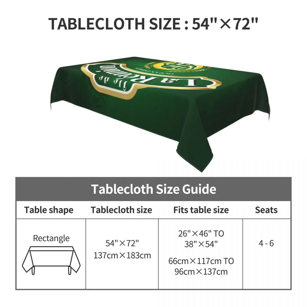 Rectangular Waterproof 974 Reunion Island Tablecloth Backing Edge Table Cover Margouillat Isle Beach Indian Ocean Table Cloth