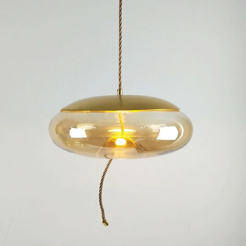 New Nordic glass LED pendant light restaurant rope ceiling pendant light home decoration art designer coffee shop bar lighting