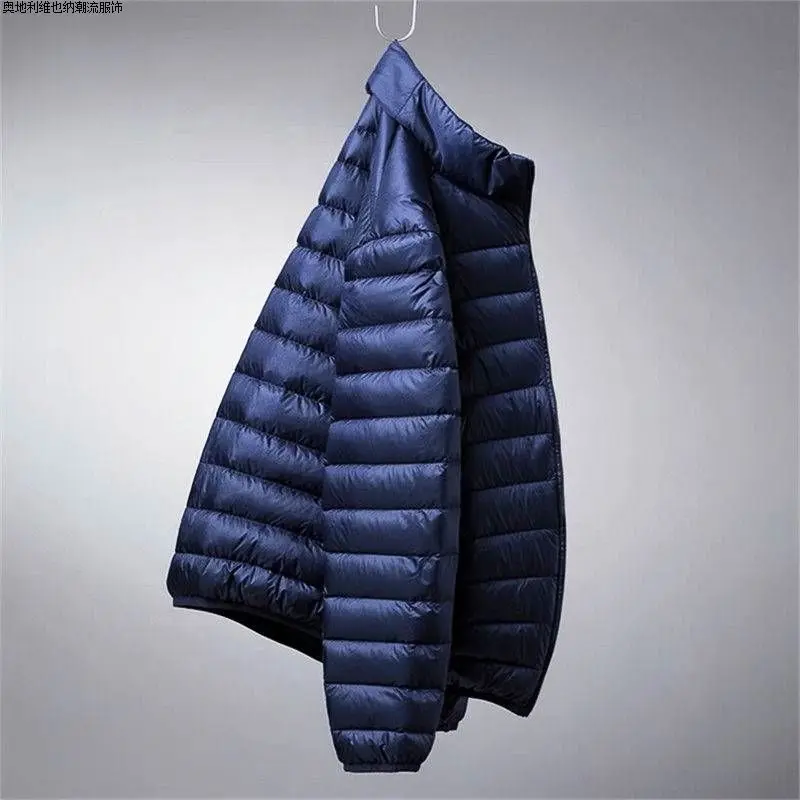 2024 New Light and Thin Down Cotton Men's Stand-up Collar Hooded Thermal Jacket winter jacket men