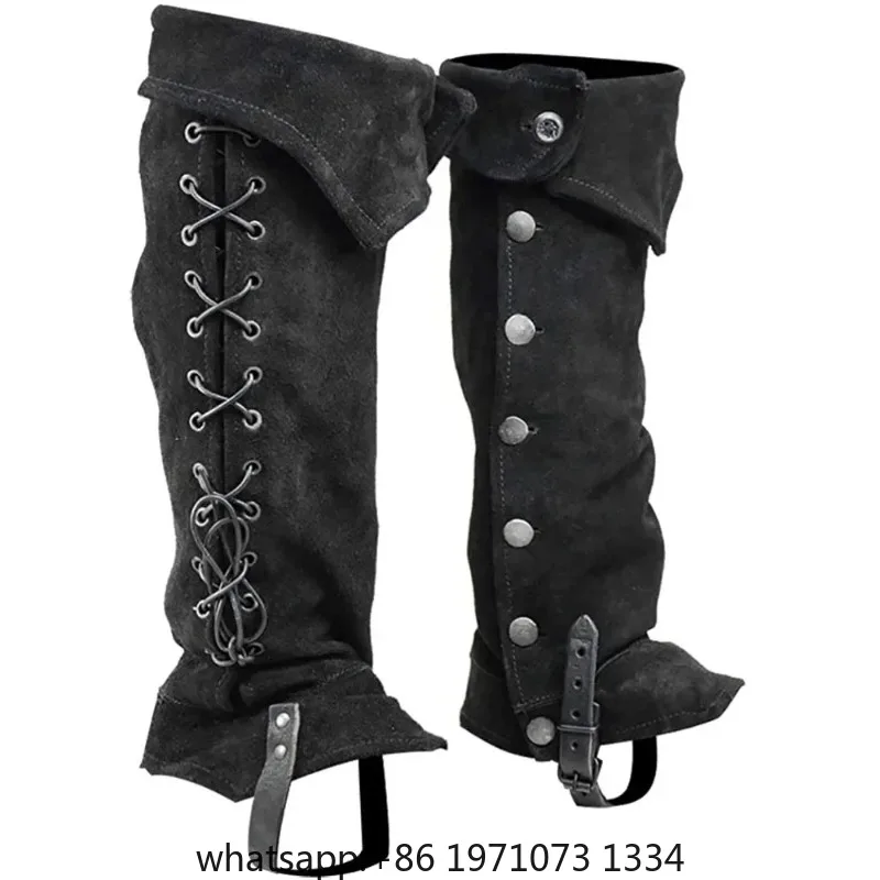 Medieval Gothic Punk Leg Armor Viking Warrior Knight Bandage Boots Case Men Women Cosplay Shoes Cover Retro Foot Guard