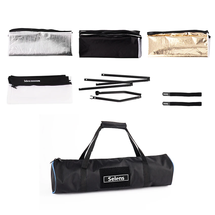 Selens 7-em-1 conjunto refletor dobrável fotografia luz tela reflexiva + suporte de alumínio + saco para estúdio de fotografia