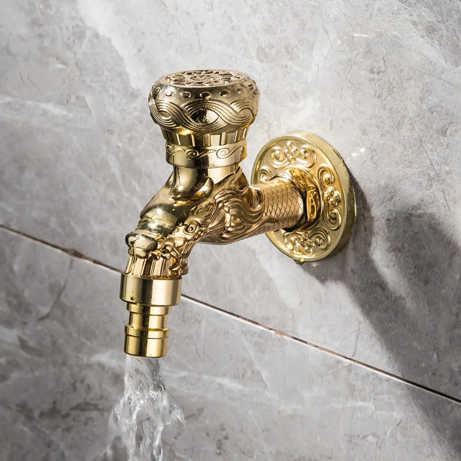 Decorative Zinc Alloy Outdoor Faucet Wall Mount Vintage Bibcock Tap for Bathroom Hotel Pool Basin