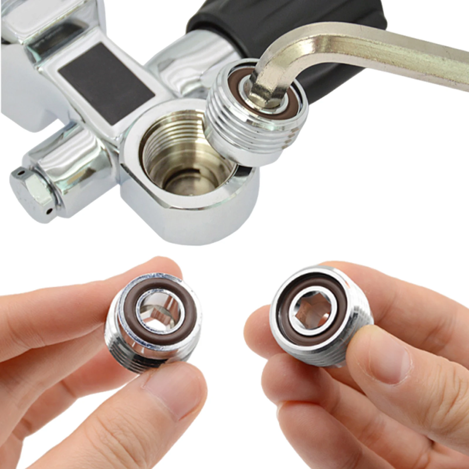 Din To Yoke Cylinder Tank Insert Valve Adaptor Converter G5/8 Thread Scuba Diving Viton O-Rings A Clamp Convertor Water Sports