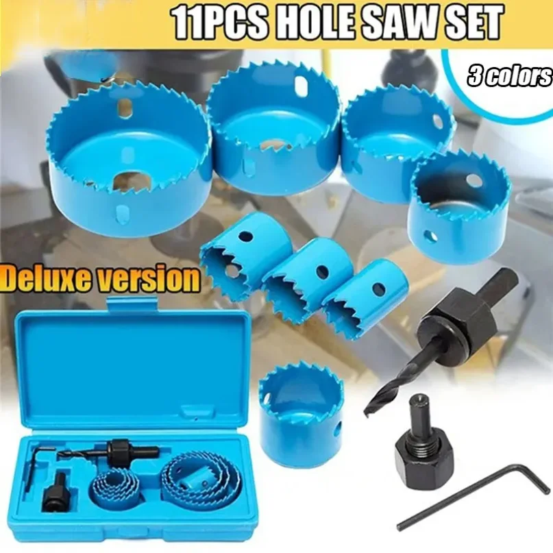 

11pcs/set Hole Saw Cutting Set Kit Tools 19-64mm Wood Metal Alloys Circular Round with Case