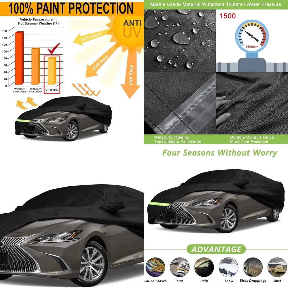 

Custom Fit Waterproof Car Cover for 2012-2024 Lexus ES Models, 100% Windproof, Zippered, Black