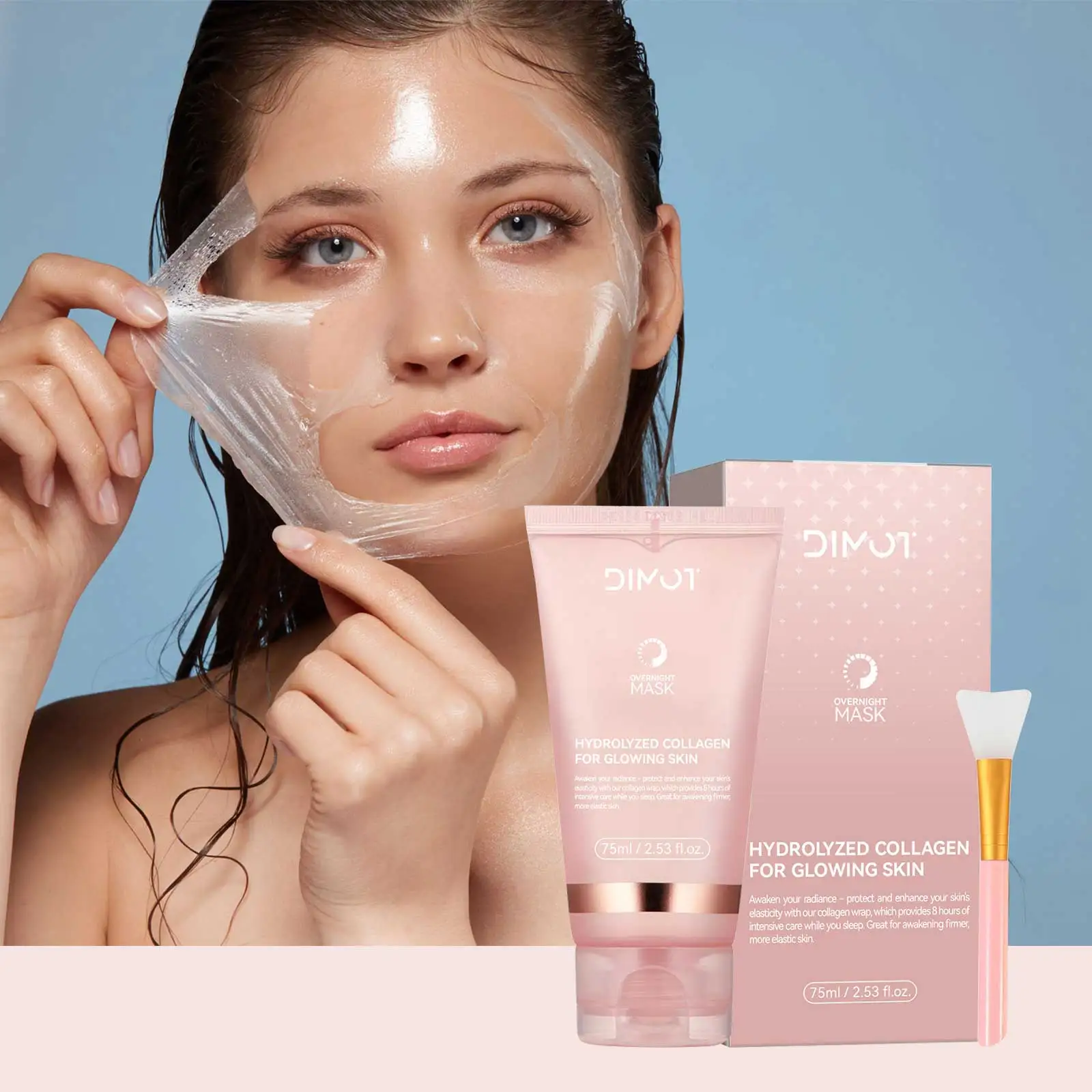 

DIOMT Collagen Face Mask Skin Care Products Collagen Night Wrapping Mask Deeply Hydrates Care Mask Cream 75ml Facial Mask Brush