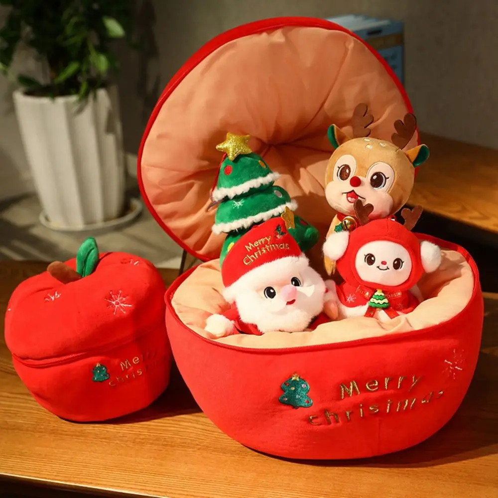 Creative Christmas Eve Apple All Series Capybara Animals Dino Soft Santa Claus Tree Deer Dolls for Original Christmas Gift Decor