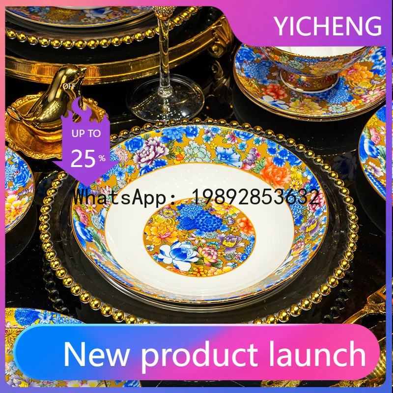 x-14 Ceramic Palace Style Floral Enamel Gift Tableware Wholesale Bone Porcelain Bowl and Chopsticks Set Gift