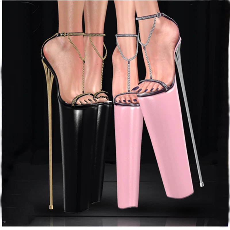 

Black Chain Buckle Plus Platform Sandals Thin High Heel Peep Toe Fashionable Sexy Summer 2024 Woman Shoes Zapatillas Mujer