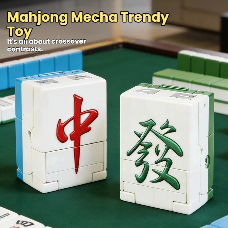 Brinquedo Robô Mahjong Transformável, Modelo Dragão Vermelho Feng Shui, Pingente de Simulação Infantil, Estátua Mecha Criativa