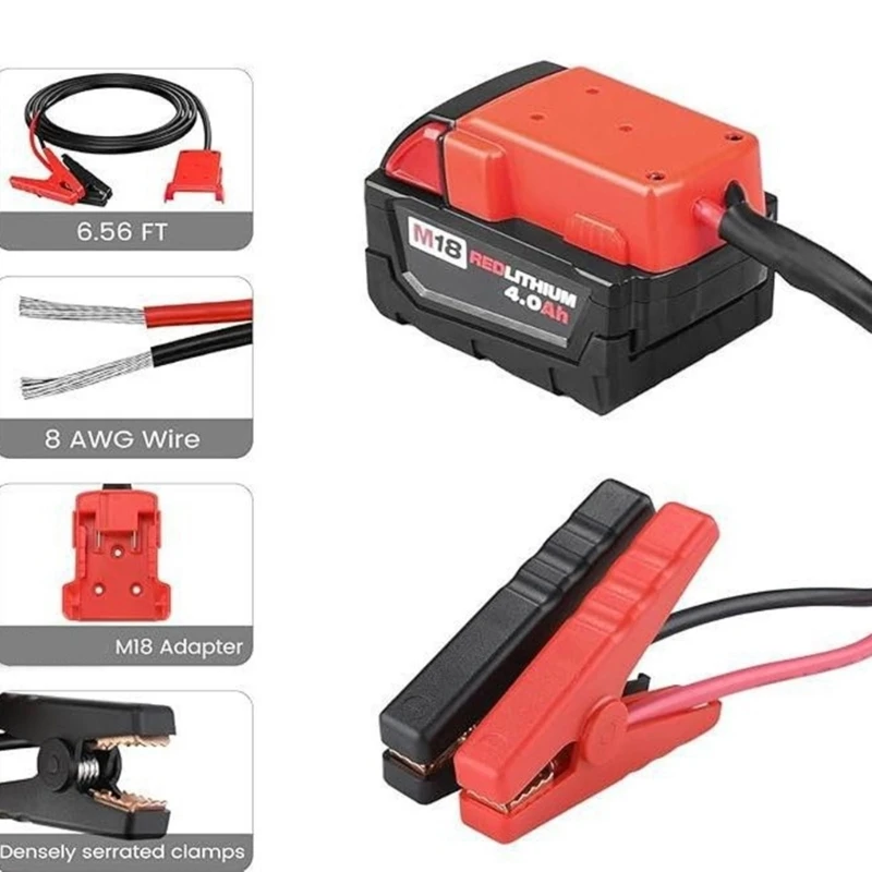 สายจัมเปอร์ยานยนต์สำหรับแบตเตอรี่ 18V 8 เกจแบตเตอรี่รถยนต์ Jump Starter