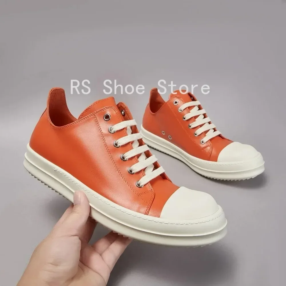 

Ro Designer Luxury Casual Shoe Men Boots Women Sneaker Low Top Shoes Luxury Lace-up Orange Leather Cowhide Sneakers