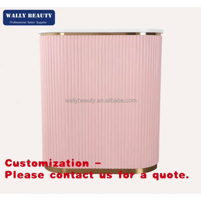 

Customize.Hair Saloon Small Front Counter Pink and Gold Luxury Nail Salon Reception Desk Sale