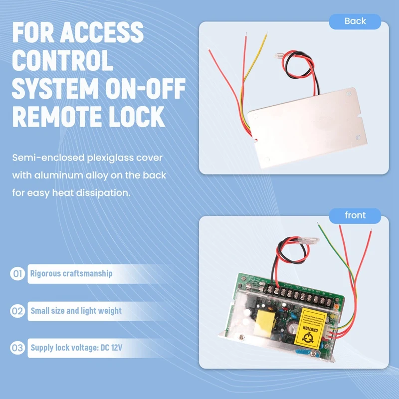 BAAY DC 12V 5A UPS Fuction Door Access Control Power Supply Use for Access Control System Switch Remote Lock AC 110V-240V