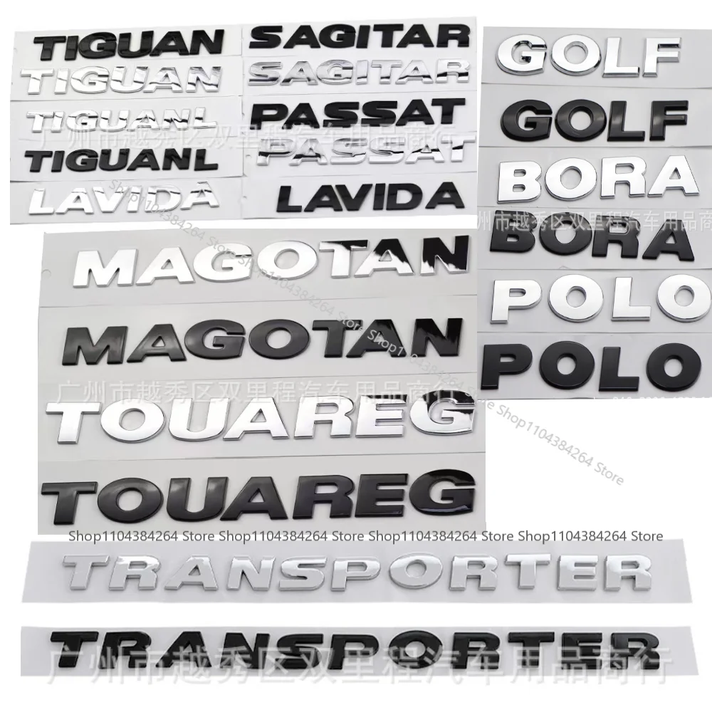 

Car Letters Rear Trunk Emblem Badge Sticker for VW Golf MK6 MK7 MK8 Polo Bora Lavida Transporter TIGUAN Touareg Passat Magotan