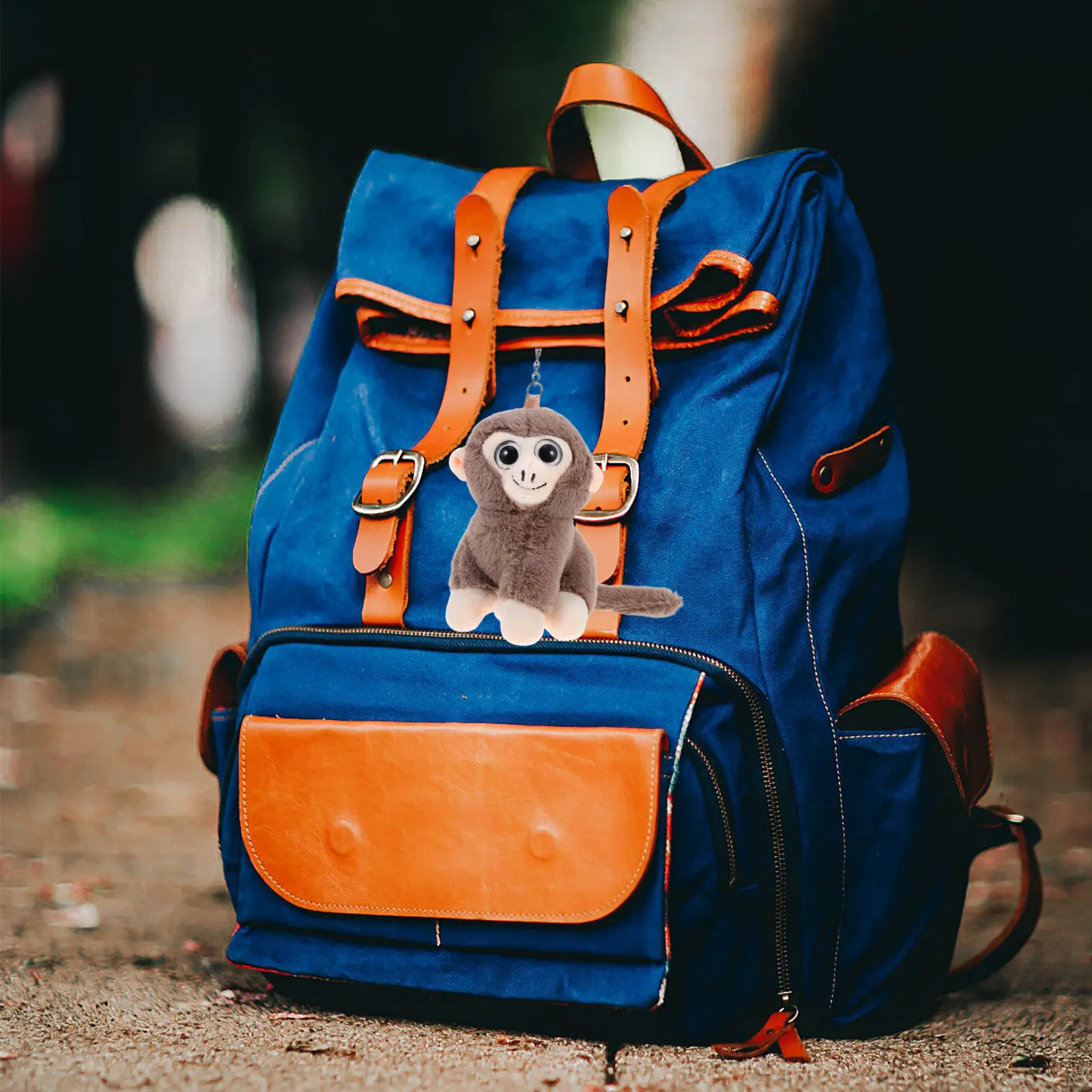 

Monkey Keychain Brown Stuffed Animal Soft Bag Pendant Backpack Phone Case Purse Hanging Charm Cute Keychain