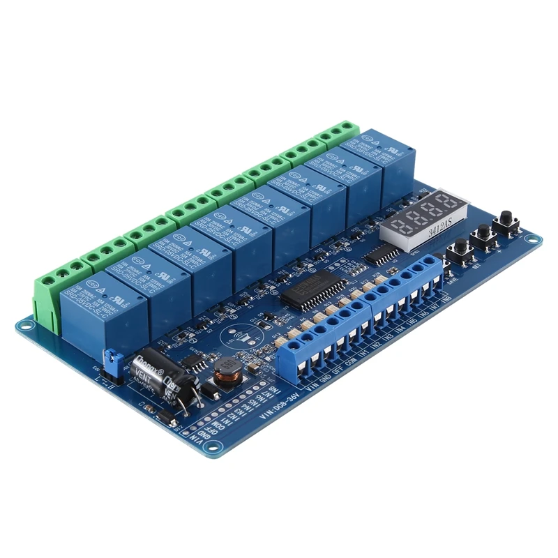 8-Channel Multifunction Time Delay Relay Interface Board Module With Light Couple Red Display