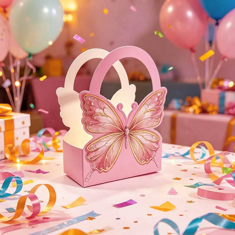 10/20Pcs Butterfly Party Suitcase Candy Gifts Box With Handle Happy Birthday Party Biscuit Packing Bag Kids Baby Shower Supplies view 4