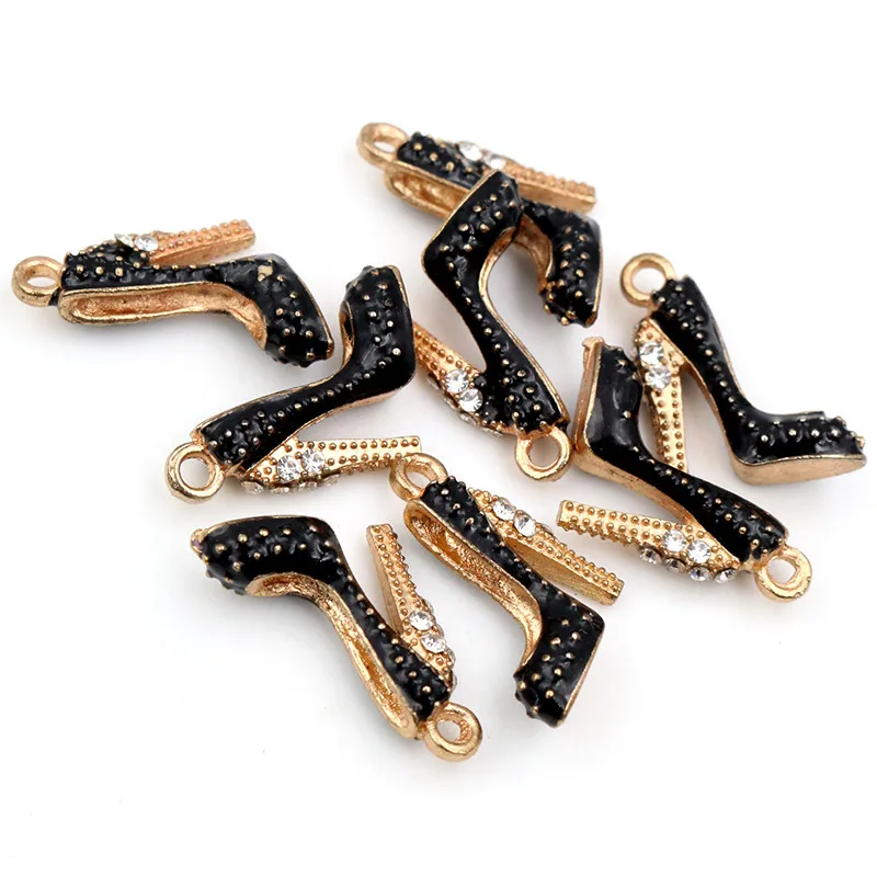 4pcs Oil Dripping Charms Pendant 14x16mm High Heels Shoes DIY Jewelry Making Supplies for Keychain Necklace Bracelet Findings