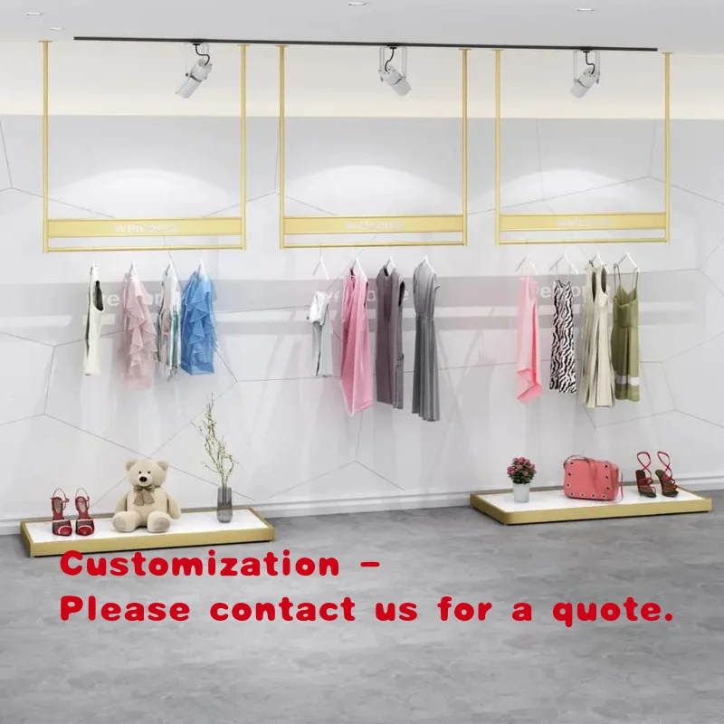 

custom.Cheap Simple Modern Gold Racks Clothes- Metal & Glass Retail Store Displays
