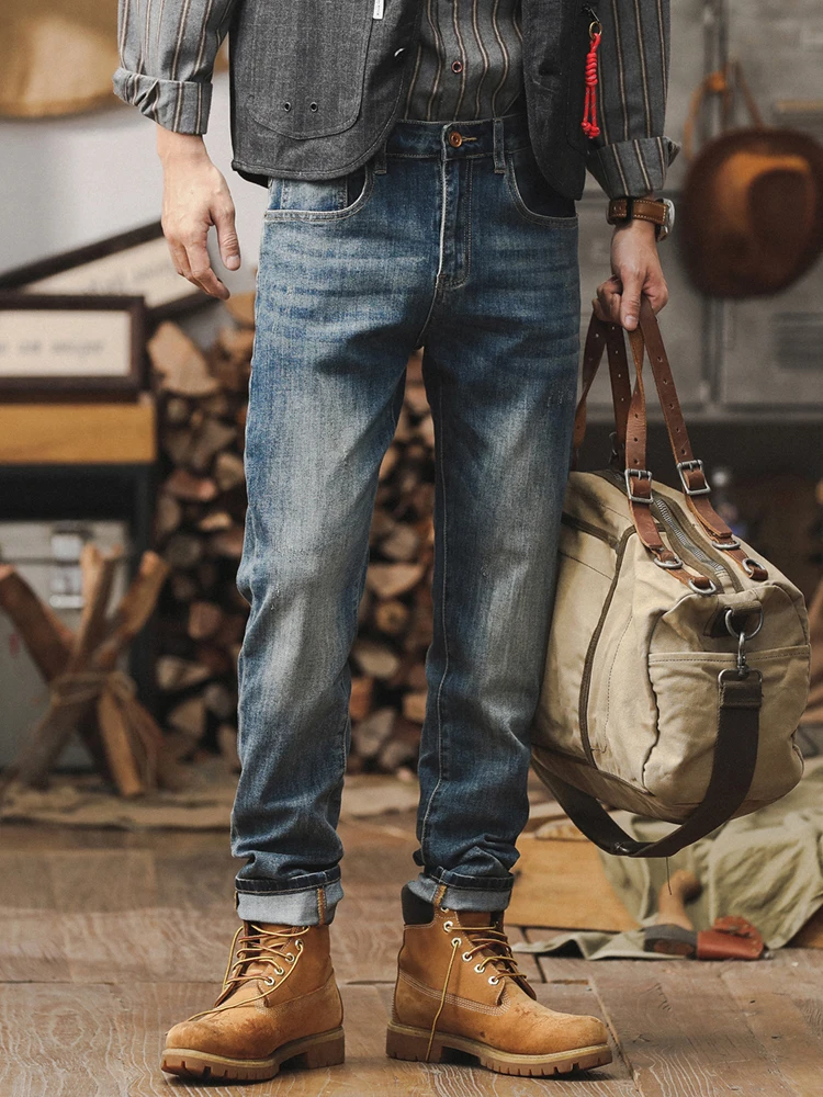 Pantalones vaqueros clásicos americanos Vintage para hombre, pantalones de pierna recta holgados informales, novedad de 2021, mezclilla de algodón juvenil Faionable