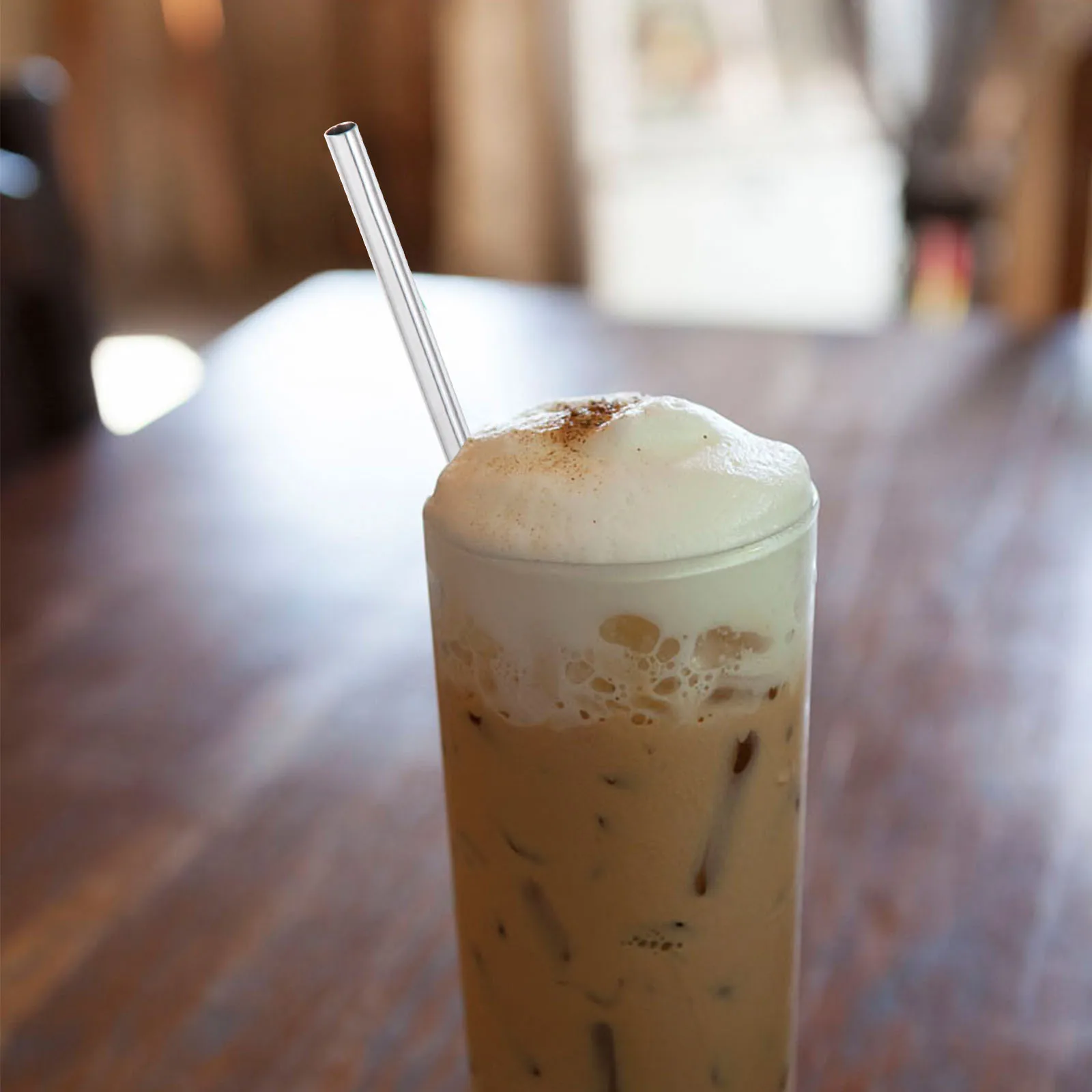 

4Pcs Stainless Steel Straw Spoon Stylish Portable Reusable Spoon Straw for Coffee Dessert Drinks Milk Tea Gift