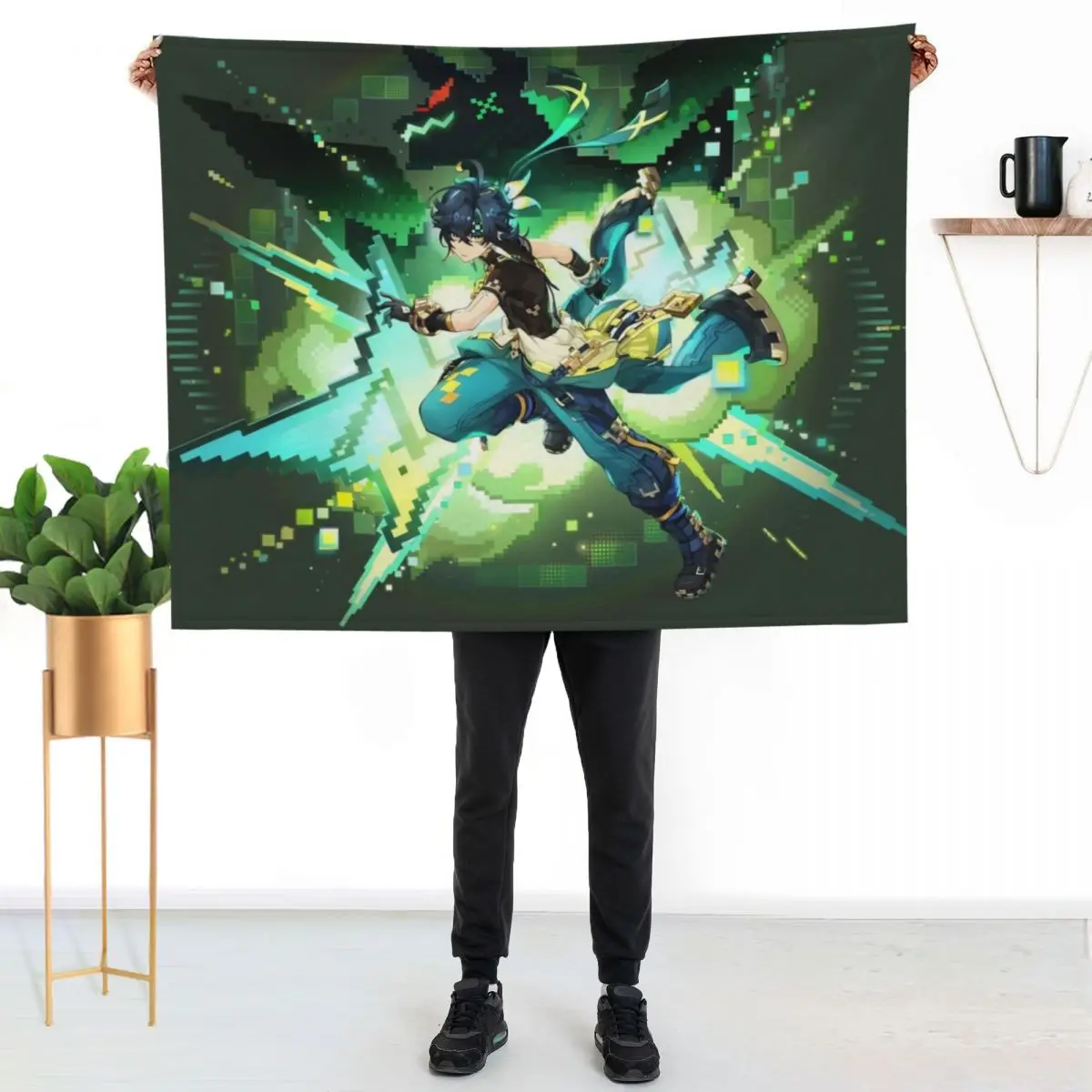 Kinich Genshin Splash Art Throw Blanket Stain Resistant Cozy Warm Blanket
