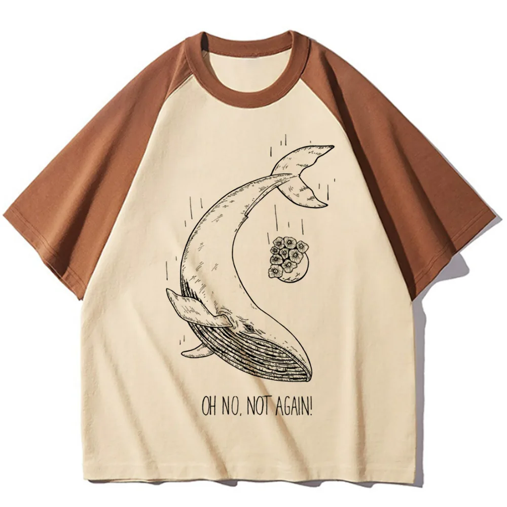 Whale top women manga printed design t-shirts girl anime clothes