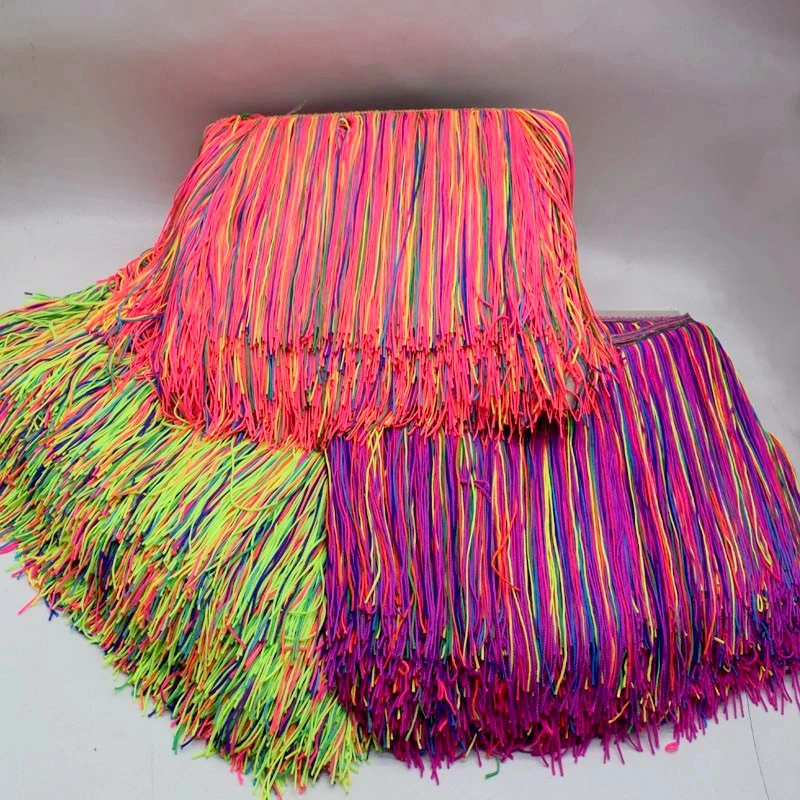 Tela de encaje con flecos y borlas de colores, 20cm, puesta en escena, fiesta de boda, vestido de baile, decoración, recorte, accesorios de costura DIY