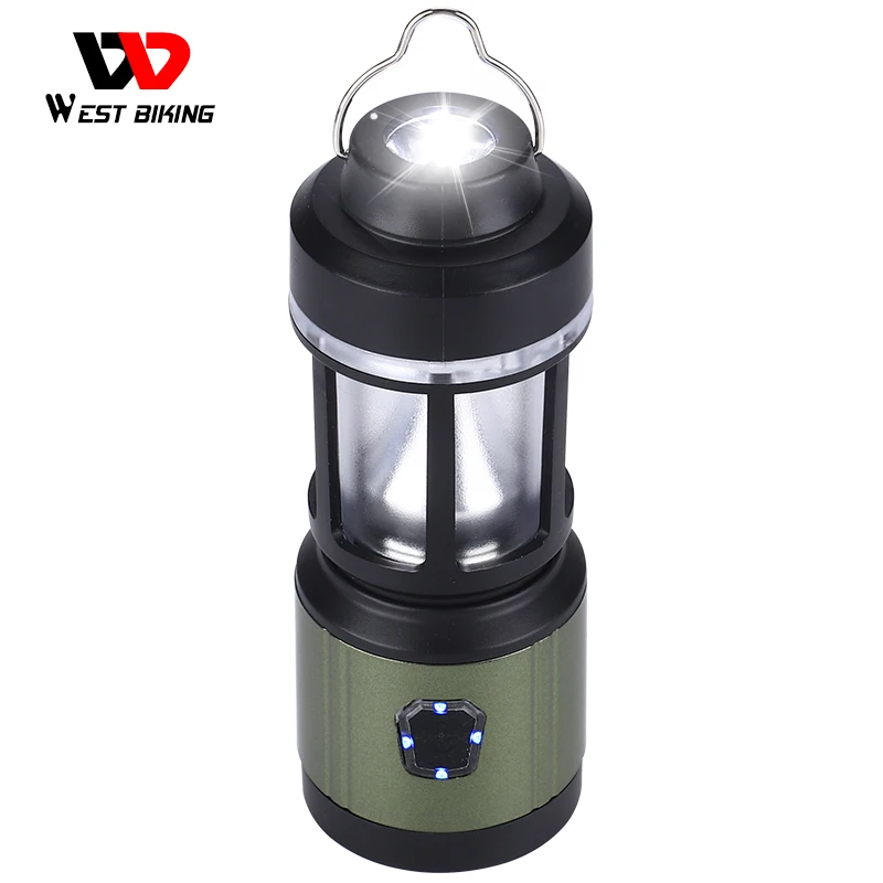 WEST BIKING Portable Camping Lantern USB Recharge 4 Lighting Modes Tent Light Flashlights Emergency Lamp for Outdoor Supplies