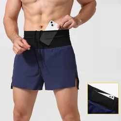 Sports Shorts Men's High Waist Mesh Waist Bag Racing Shorts Marathon Running Training Quick Dry Shorts Outer Wear Waist Support