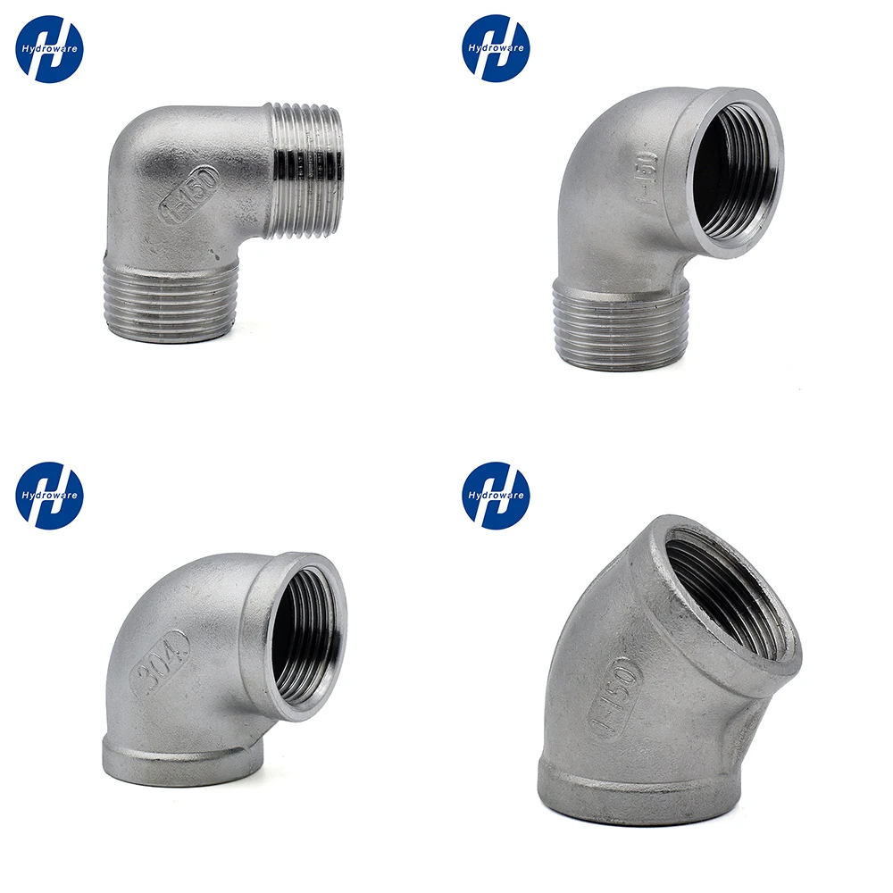 BSP 304 Stainless steel Male Threaded Elbow Female Connector 45/90 Degree Elbow  Pipe Connector butt adapter pipe fittings