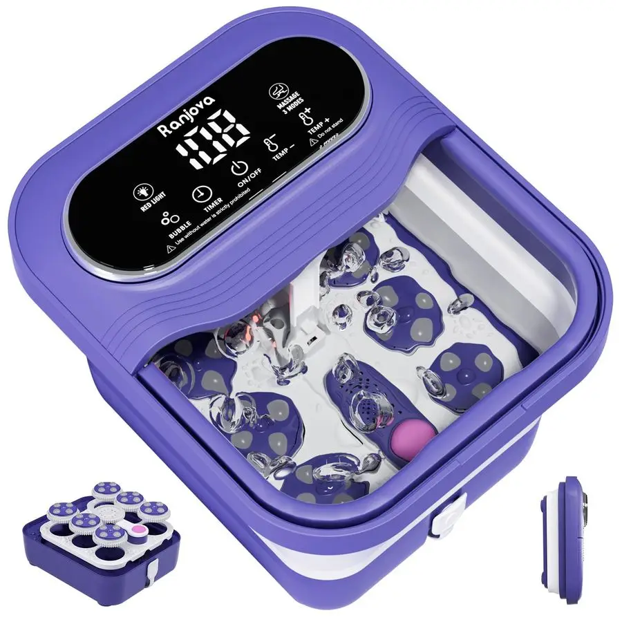 

Электрический роторный массаж для спа, складная ванна для ног с подогревом, пузырьком, контролем температуры и 24 моторизованными массажными шариками шиацу, Pedi